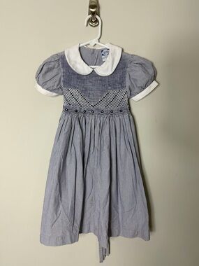 Vintage Carriage Boutiques Smocked Peter Pan Collar Girls Dress Striped Size 6